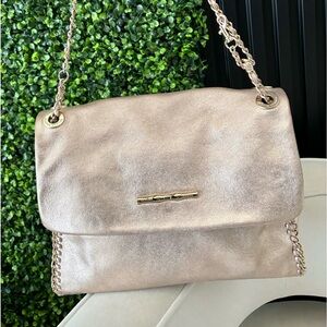 ELAINE TURNER champagne Leather Crossbody Bag